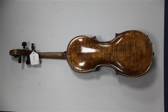 A German violin, follower of Johann Gottfried Hamm, late 19th century length of back 35.5cm (14in.), cased